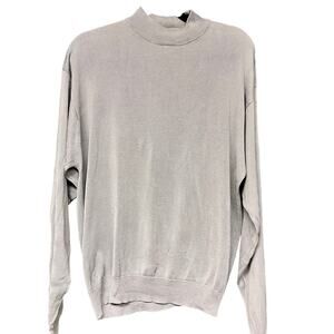 Men's Anthology 100% Silk mock neck long sleeve sweater soft grey lightweight